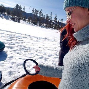 Fuzzy gray turtleneck sweater